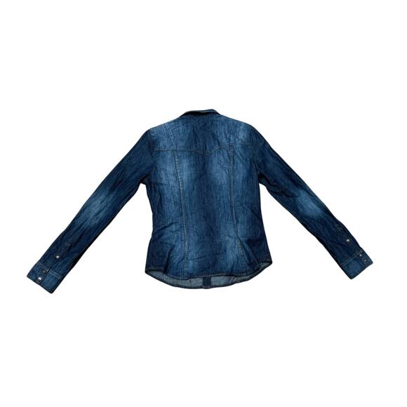 Guess 1981 Women's Medium denim shirt Western Faded Long Sleeve Snap Down button - Picture 2 of 8